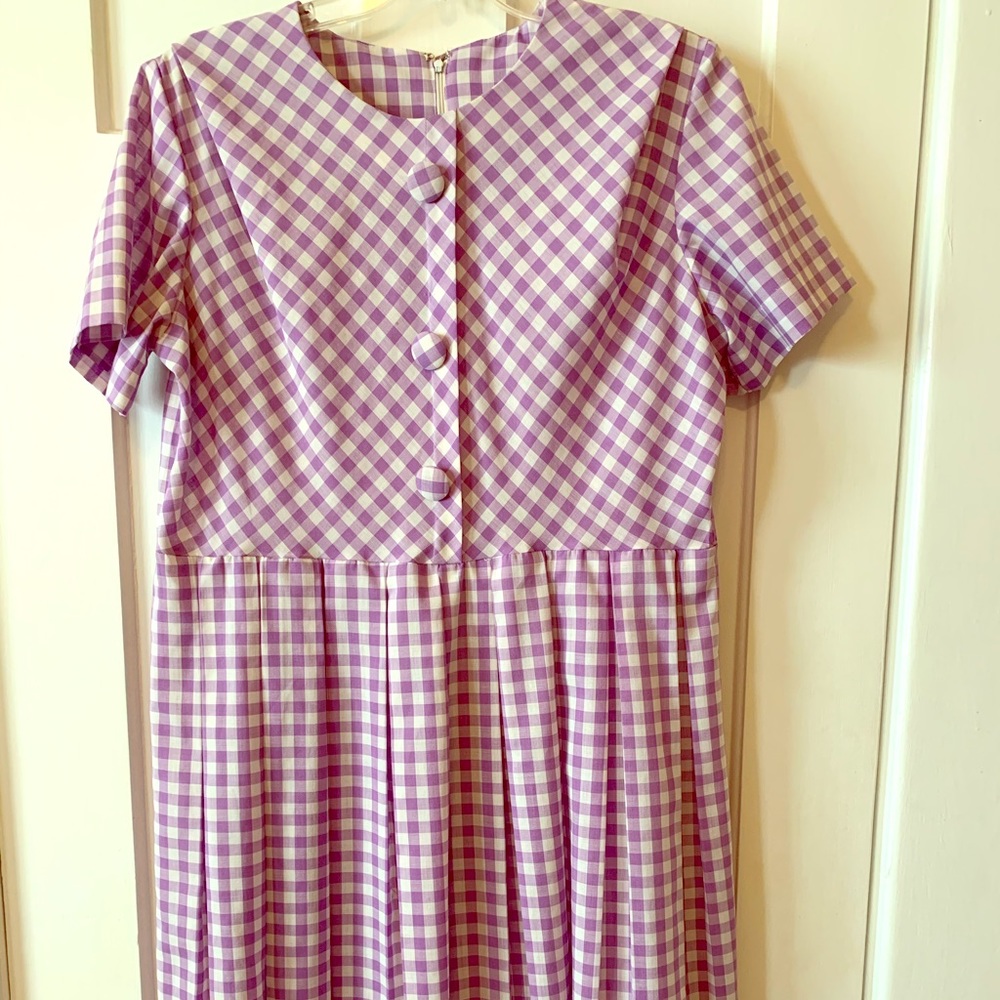Vintage handmade 1950s lavender gingham dress